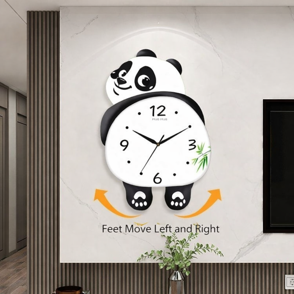 Panda Swing Wall Clock – Silent Modern Home Décor