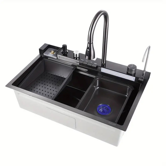 Modern Waterfall Sink with Temperature Display