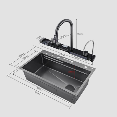 Modern Waterfall Sink with Temperature Display