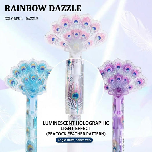 Colorful Peacock Tail Retractable Gel Pen, Instagram-Style Design, Black Quick-Drying Ink, Smooth Writing Pen for Students, Ideal for Note-Taking and Practice.